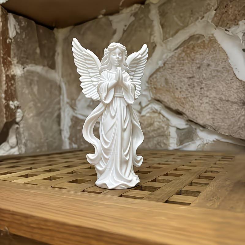3D Printing Gold - 3D-geprint gebedsengel religieus beeldje witgouden beschermengel