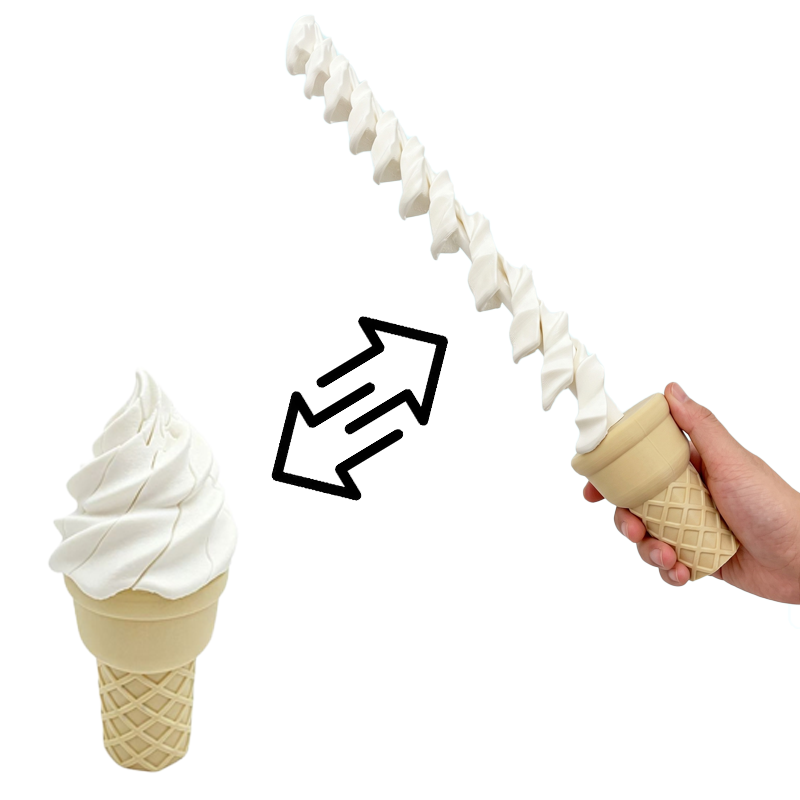 3D Printing Toys - 3D-printen van ijsroom Retractiele gebogen vormen
