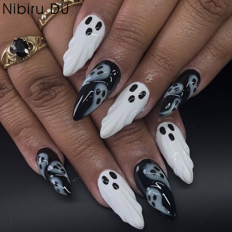 3D Printing Nails - 30 stks 2025 Halloween Amandel Vorm
