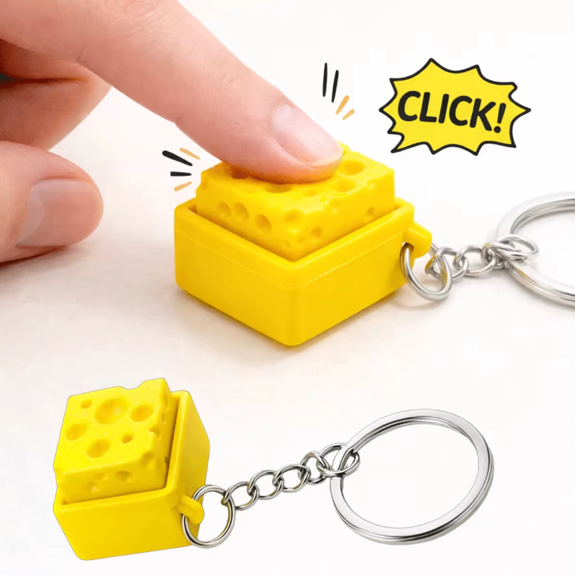 3D Printing Toys - 3D-geprint mini-kaas-toetsenbord klikker sleutelhanger fidgetknop stressverlichter