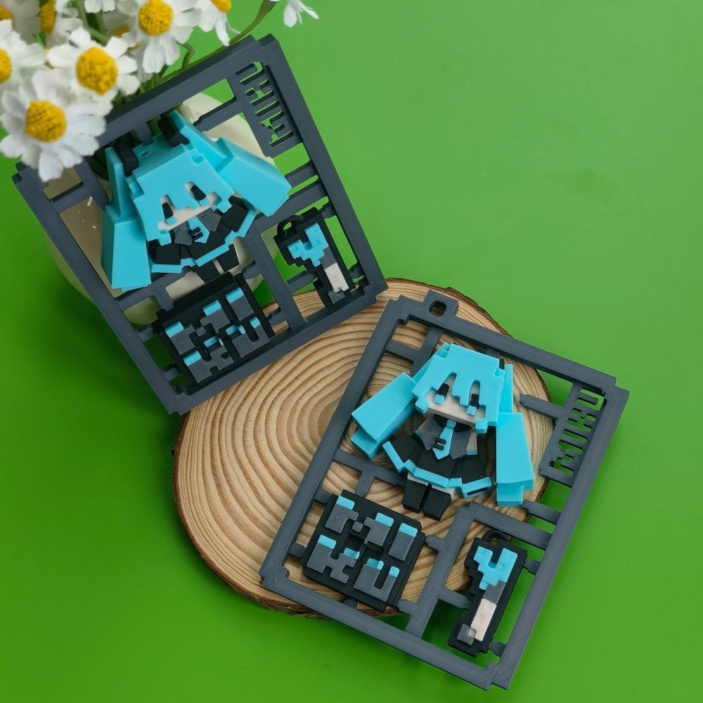 3D Printing Model - 3D-geprint schattig pixel Hatsune Miku semi-geassembleerd